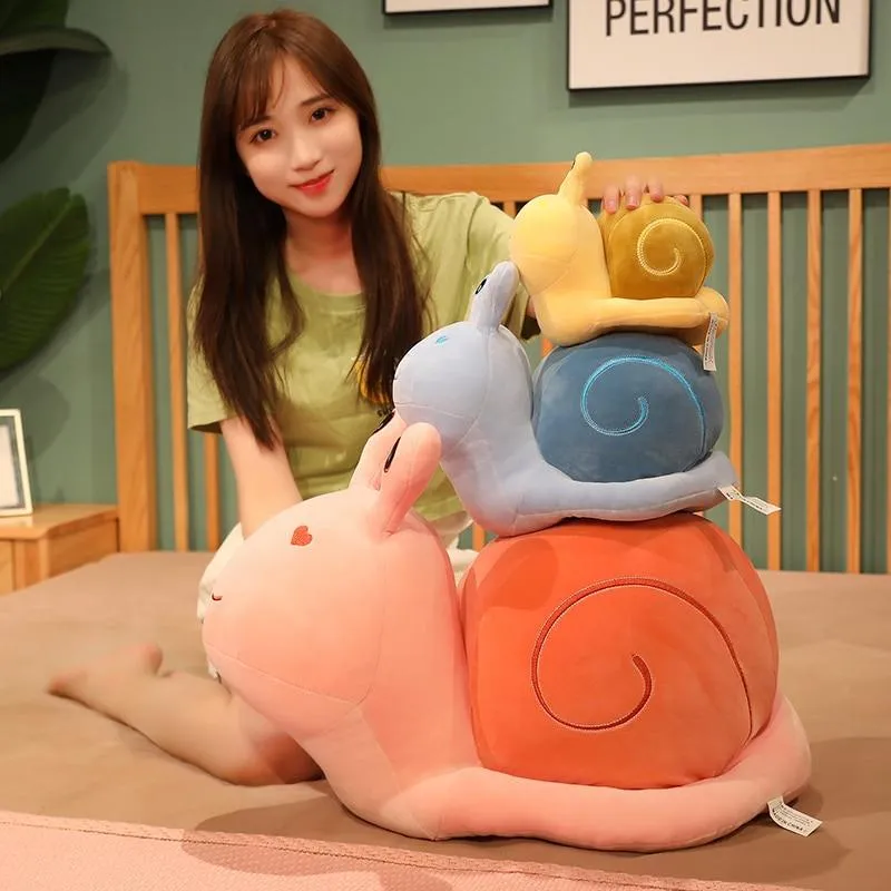20-60cm Cartoon Snails Plush Toys Lovely Animal Pillow Stuffed Soft Kawaii Snail Dolls Sofa Cushion Cute Birthday Gift for Girls