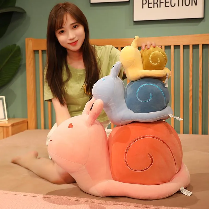 20-60cm Cartoon Snails Plush Toys Lovely Animal Pillow Stuffed Soft Kawaii Snail Dolls Sofa Cushion Cute Birthday Gift for Girls