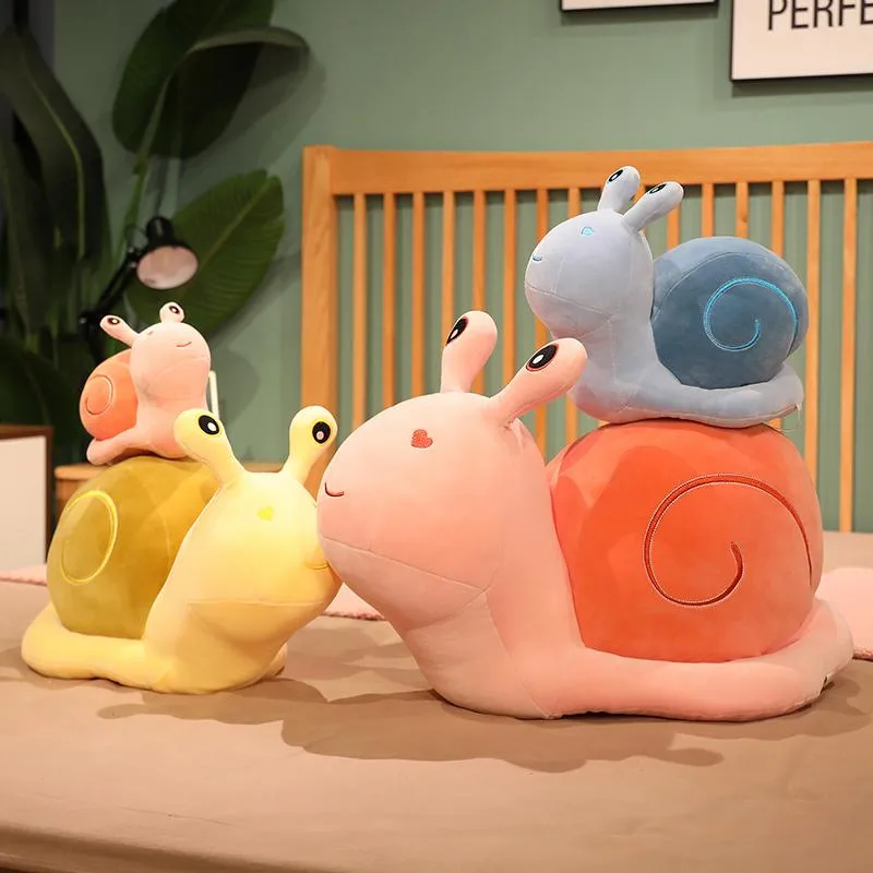 20-60cm Cartoon Snails Plush Toys Lovely Animal Pillow Stuffed Soft Kawaii Snail Dolls Sofa Cushion Cute Birthday Gift for Girls