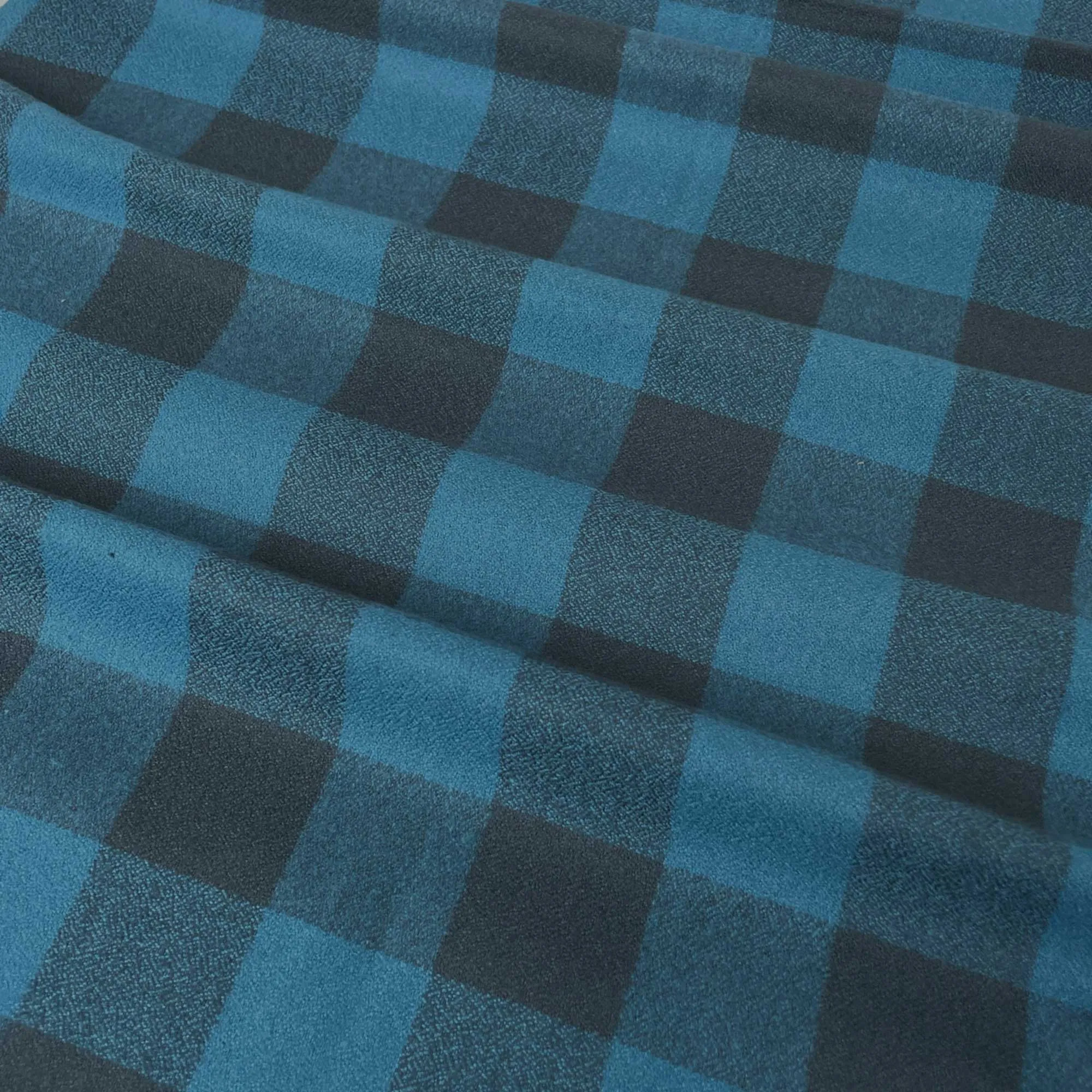 Cozy Organic Cotton Flannel in Ocean Buffalo Check