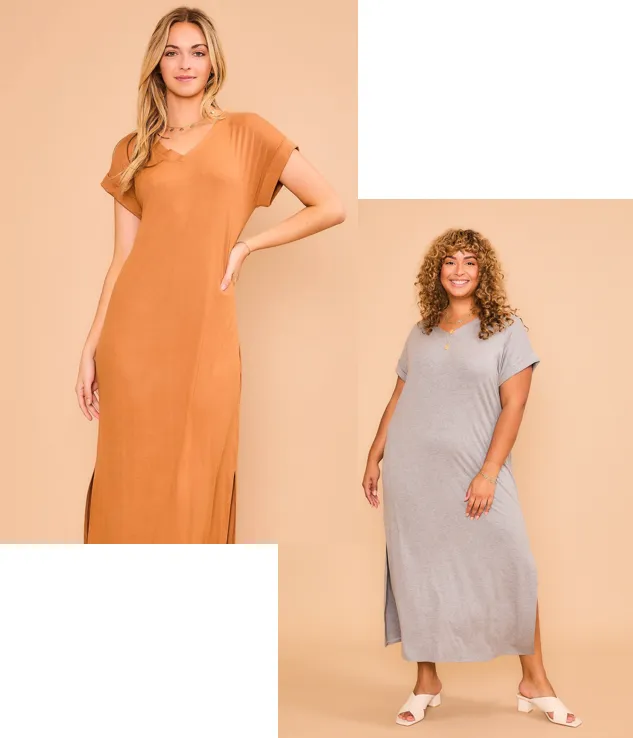 CozyCo Short Sleeve Soft Maxi Dress - 2 Colors - PREORDER
