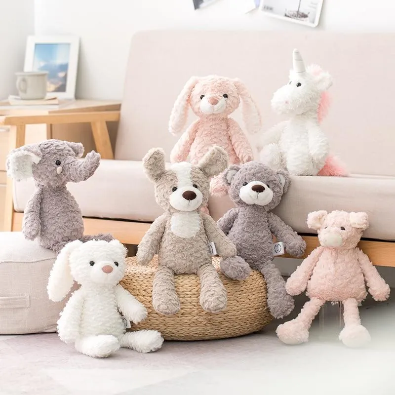 High Quality Soft Long legs Bunny Teddy Bear Dog Elephant Unicorn Stuffed Cartoon Animals Baby Appease toy doll toy for Children
